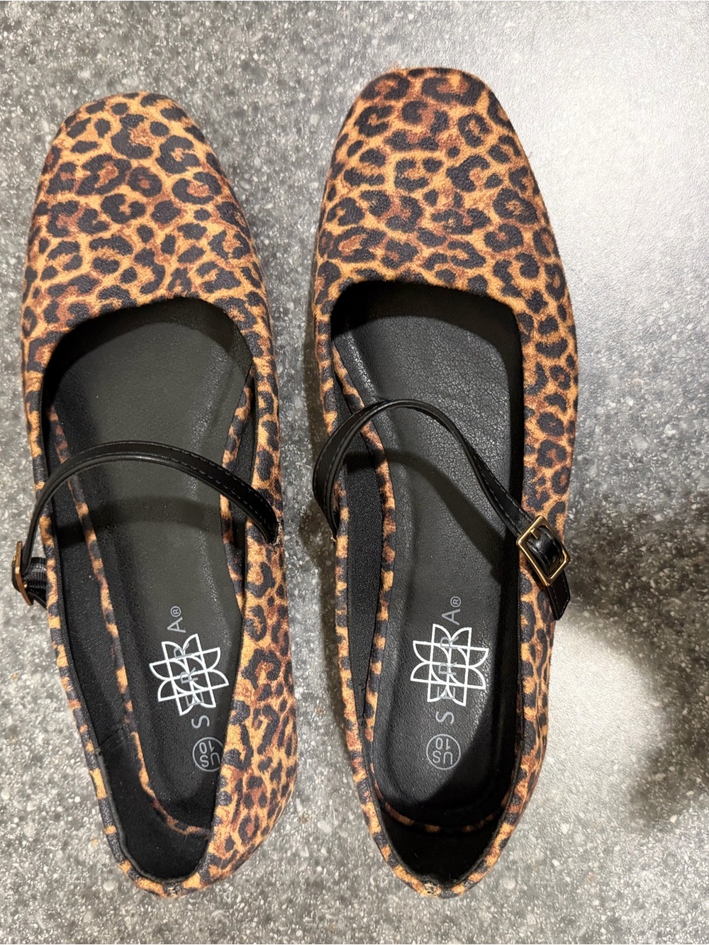 Serra Leopard Print Mary Jane Flats - Brown/Black